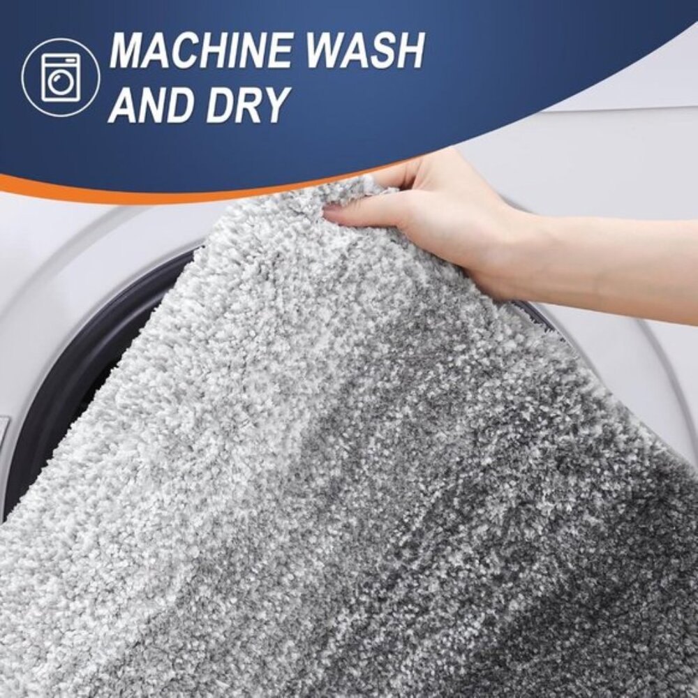 New 3-Piece Bathroom Rug Set, Soft Absorbent Microfiber, Non-Slip, Grey - Picture 6 of 9